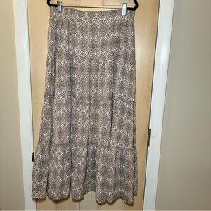 Epik Floral Boho Print Tiered Maxi Skirt Size L